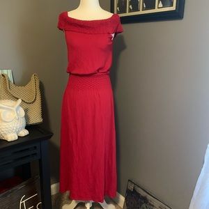 Max Studio On/Off Shoulder Red Maxi/Midi Dress Size Small
